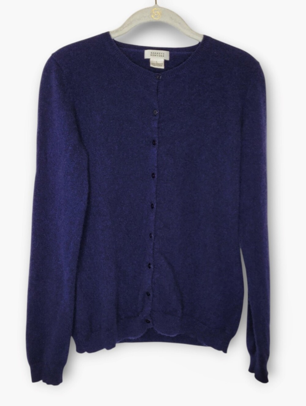 Barneys New York Cashmere Cardigan Sweater L Navy Blue